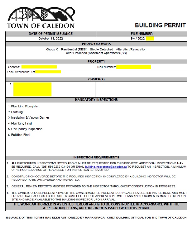 Caledon Basement Apartment